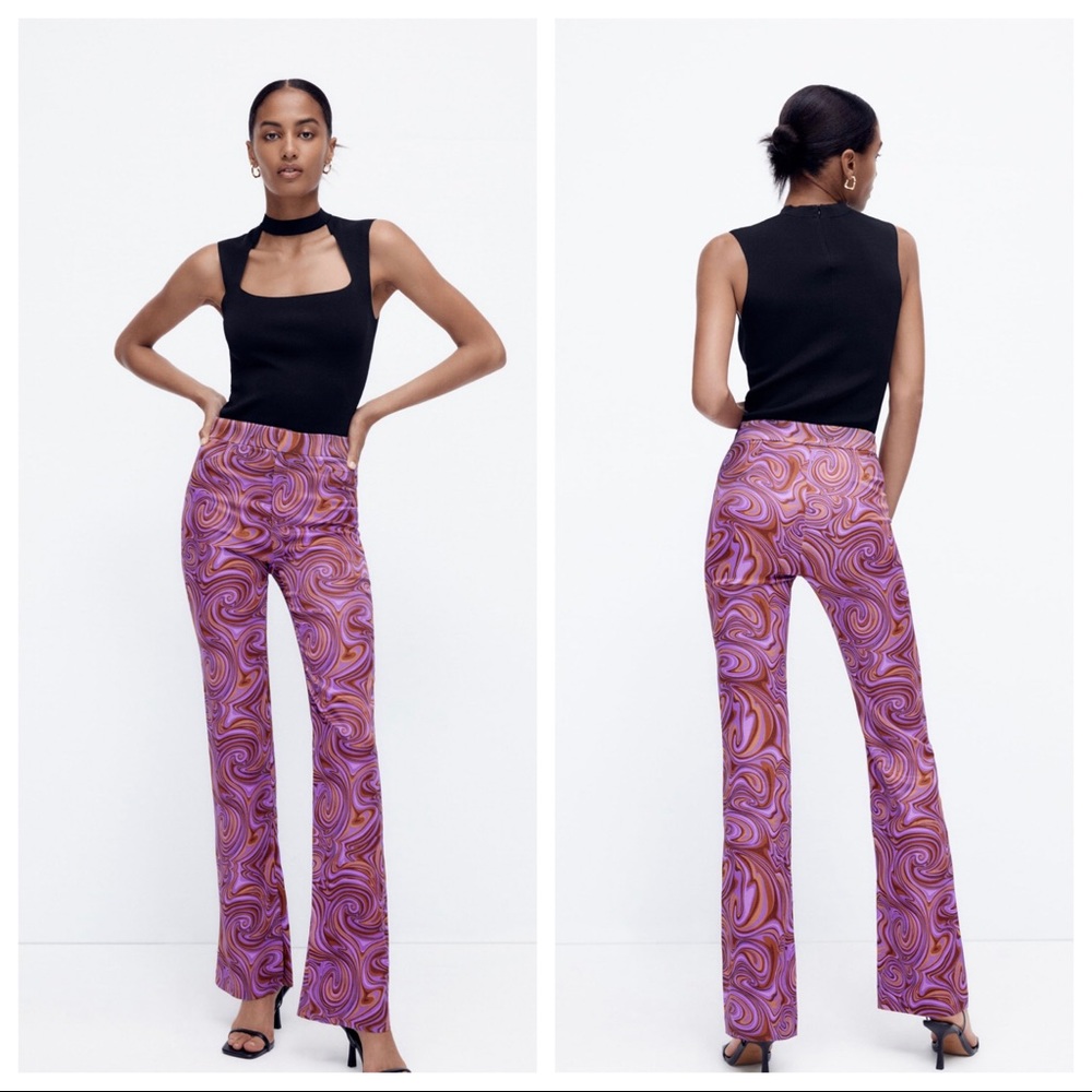 Zara Printed Flare Pants